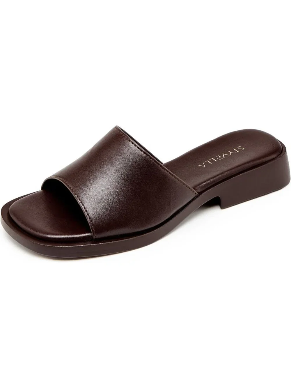 Women’s Coffee Faux Leather Comfortable Open Toe Fashion Backless Casual Flats